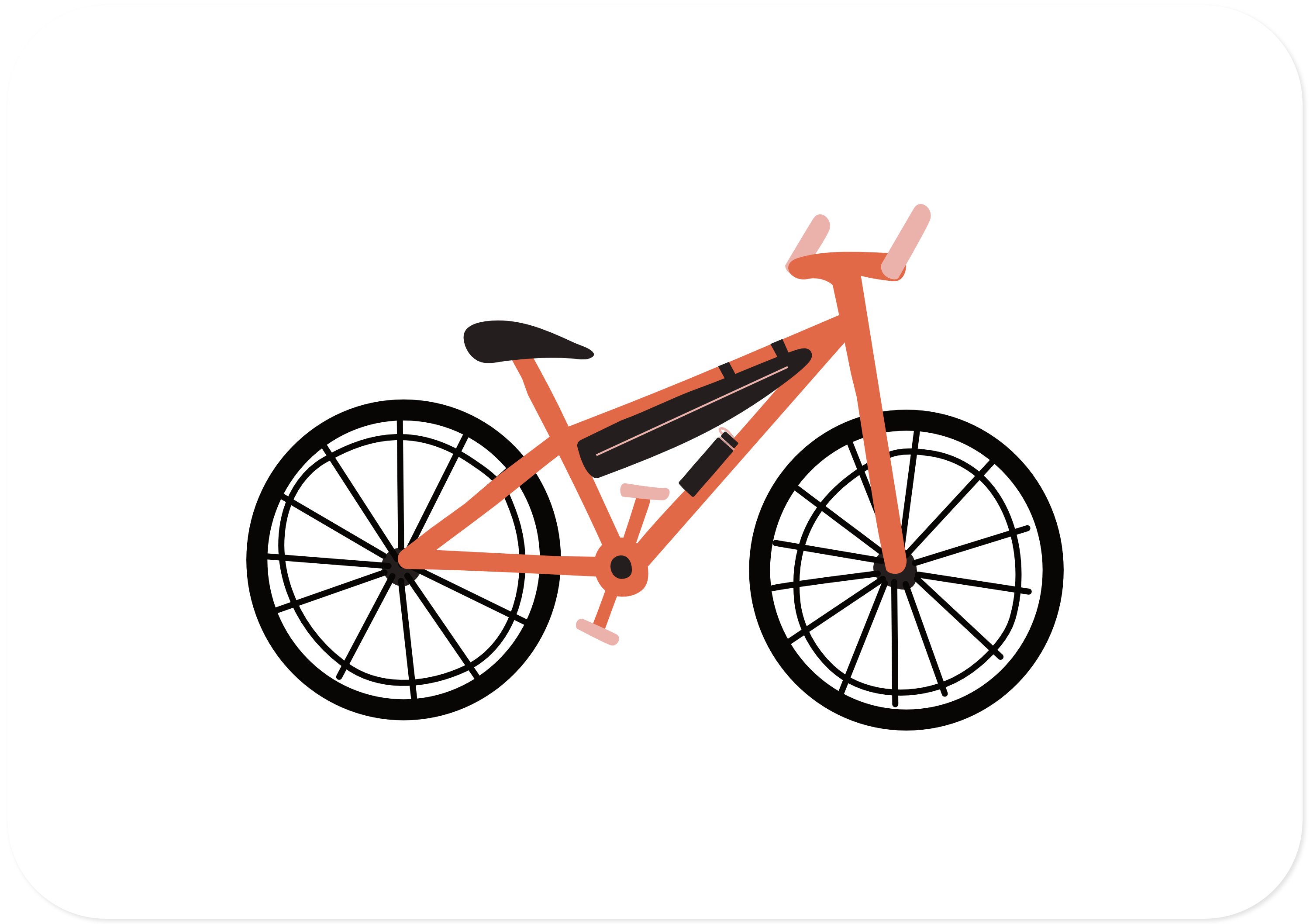 Cycling Icon, a drawing of a red bike with black tires.