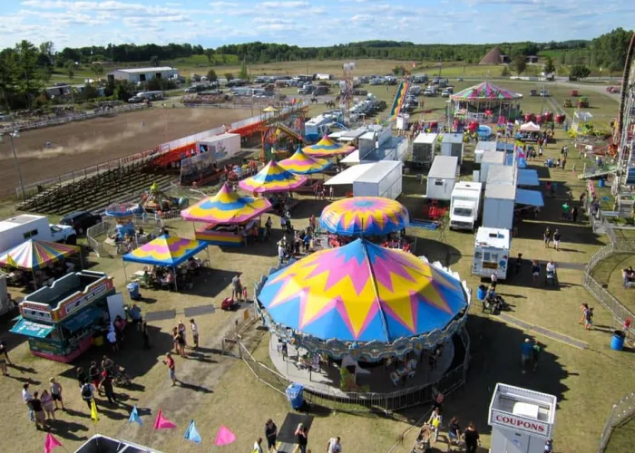 Aerial view of the midway and activities at the Stirling Fair