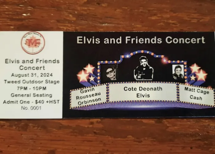Image of a ticket to the Elvis and Friends Concert