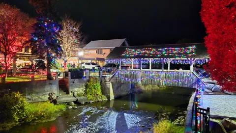 Stirling Market Bridge with Christmas Lights